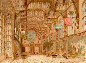 The Great Hall, Hampton Court Palace, London, England, from Old England: A Pictorial Museum, pub. 1847